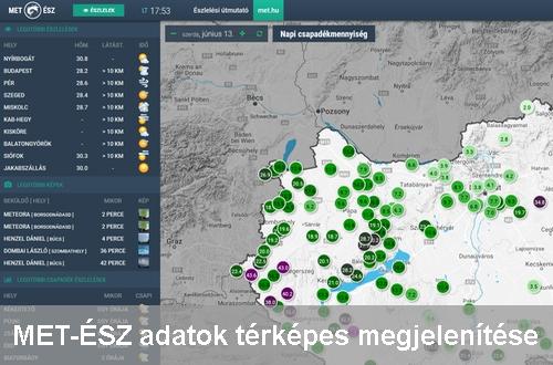 MET-ÉSZ adatok térképes megjelenítése
