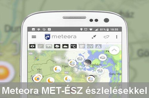 Meteora mobil alkalmazás MET-ÉSZ észlelésekkel