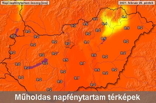 Műholdas napfénytartam térképek az agrometeorológiai oldalon