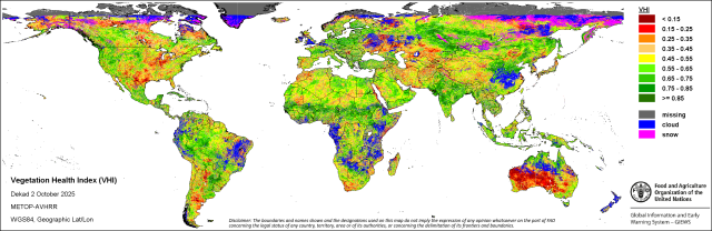 2025. októberi nemzetközi agrometeorológiai helyzetkép