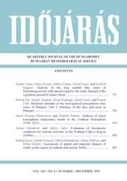 Megjelent az IDŐJÁRÁS folyóirat legújabb száma (VOL. 129 * NO. 4)